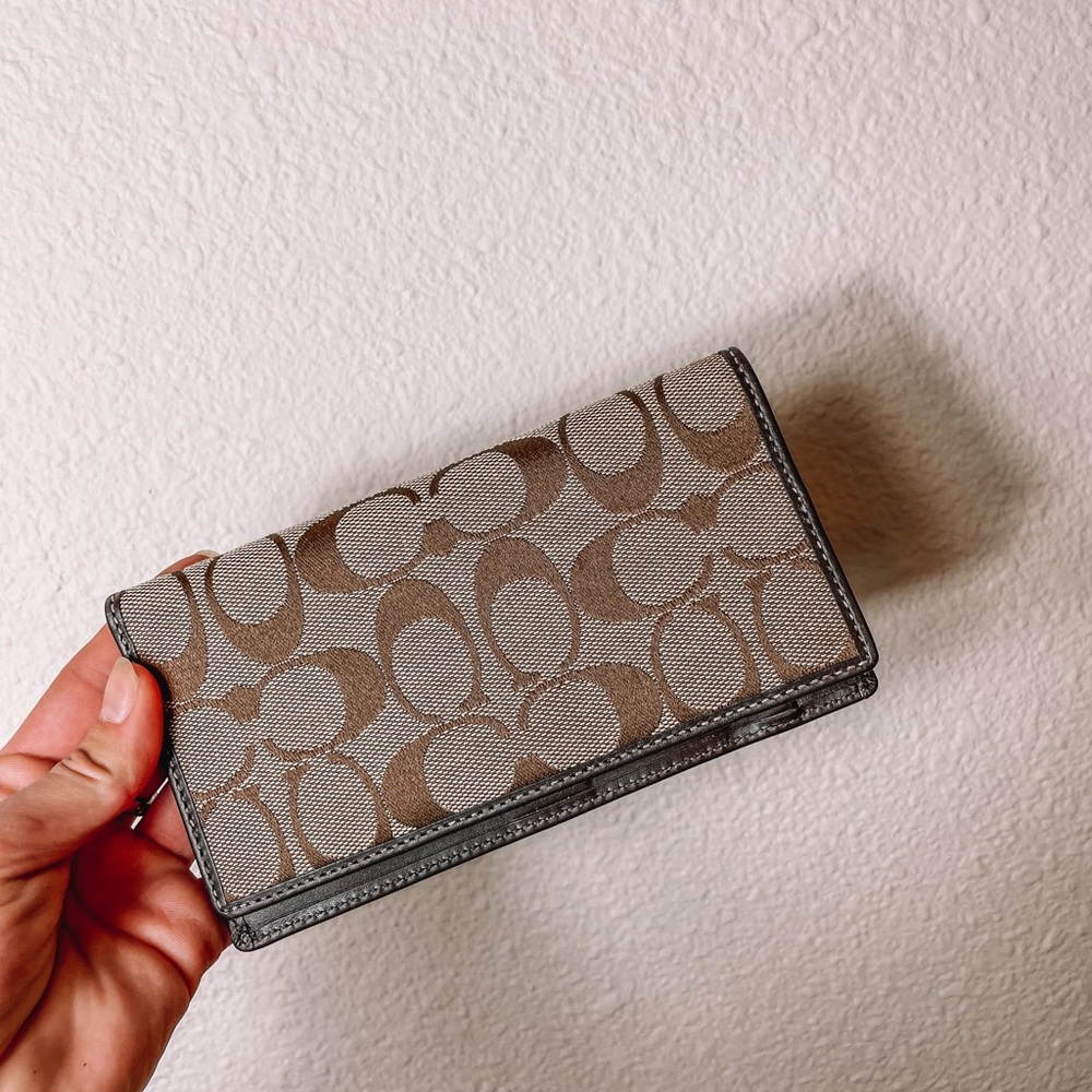 Authentic coach khaki wallet clutch